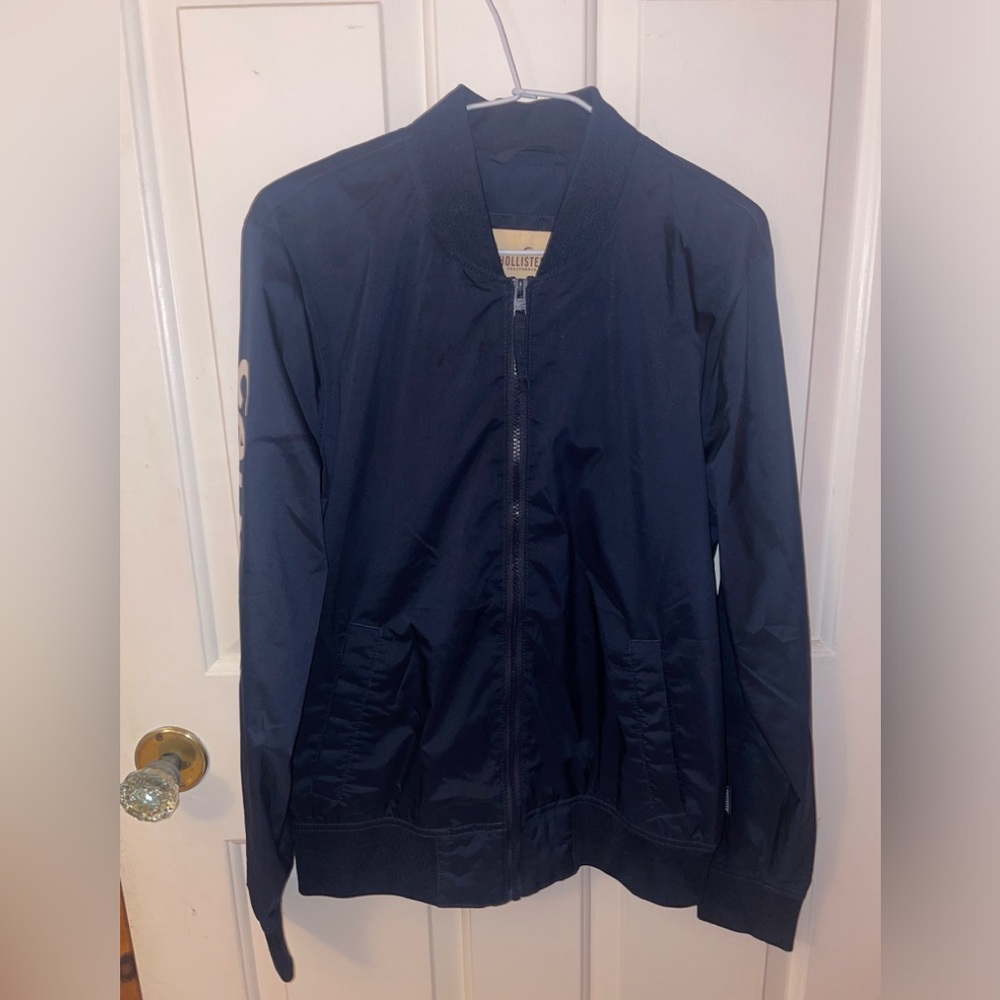 (5/$10) Hollister Men’s Bomber Epic Flex Stretch Navy Logo Jacket - Size S